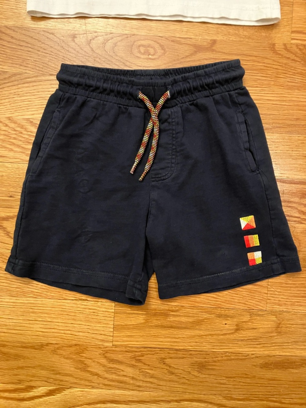 Mayoral 4T White Tee and Navy Shorts Set with Blue Yellow Red Accents - Picture 6 of 10